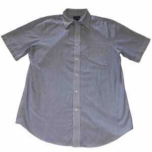 Croft & Barrow Classic Fit Men's Medium Blue Stripe Button Collar Shirt Preppy